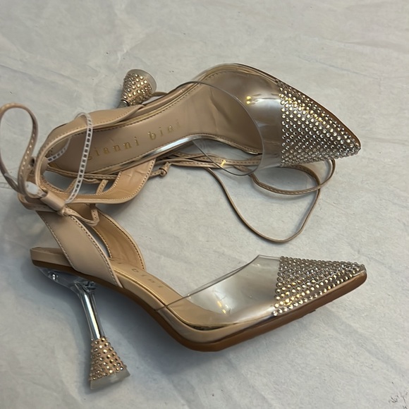 Gianni Bini Romee Clear Rhinestone Wrap-Up Dress Pumps. - Picture 4 of 8